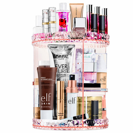 360 Rotating Makeup Organizer in Pink