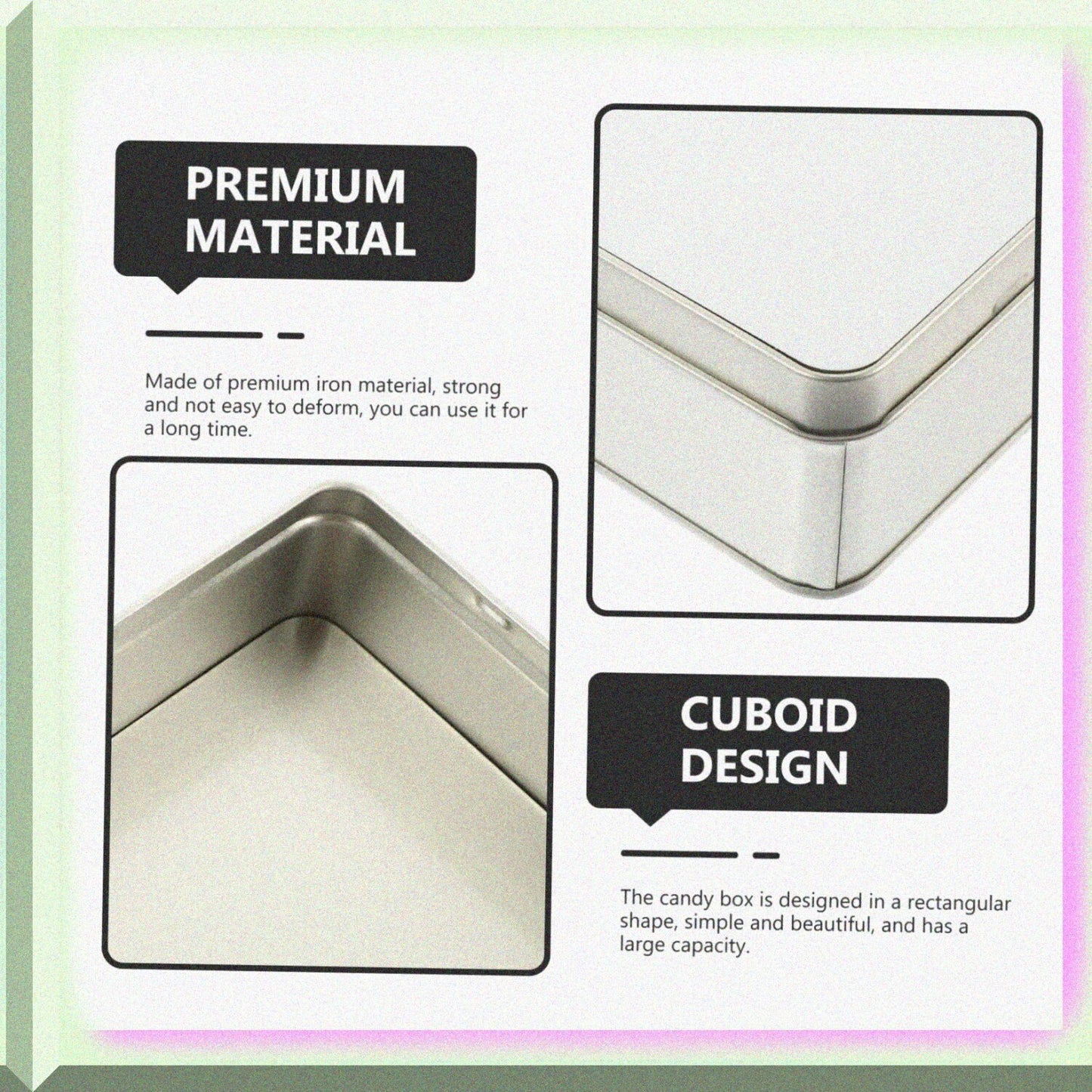 Small Rectangular Metal Storage Box with Lid