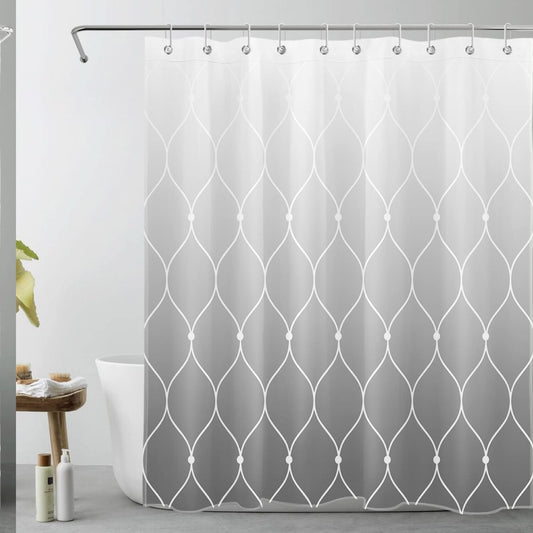 Ombre Grey and White Geometric Shower Curtain 60x72 inch