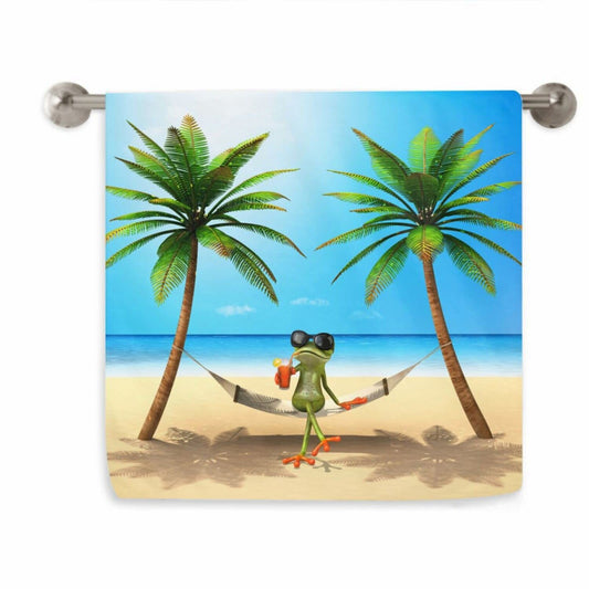 Summer Green Frog Microfiber Dish Towel 16x28 in