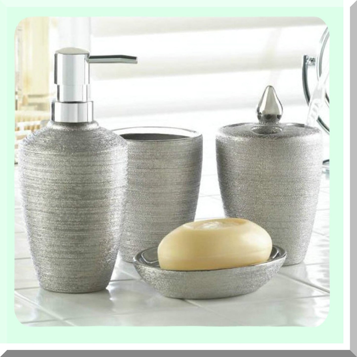 Silver Shimmer Bath Accessory Set