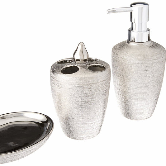 Silver Shimmer Porcelain Bath Accessory Set