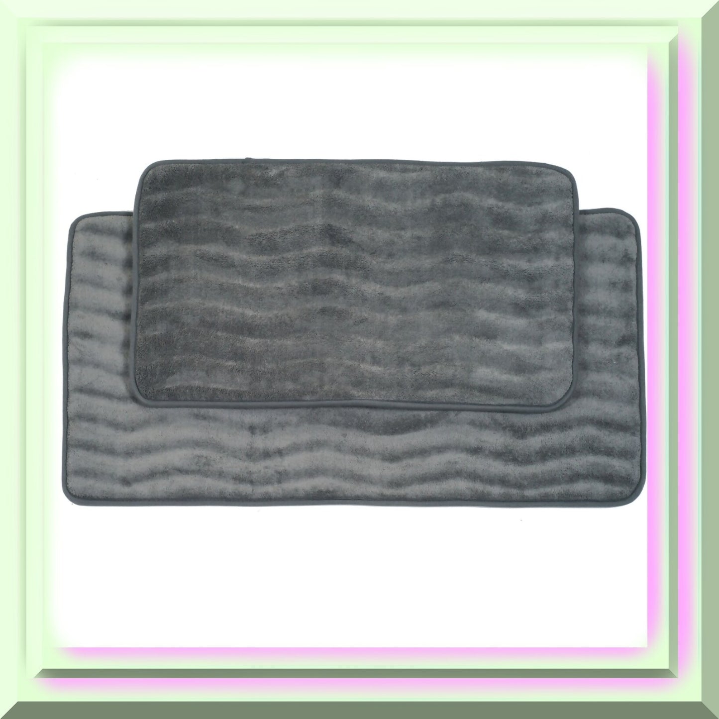 Set of 2 Gray Memory Foam Bath Rugs