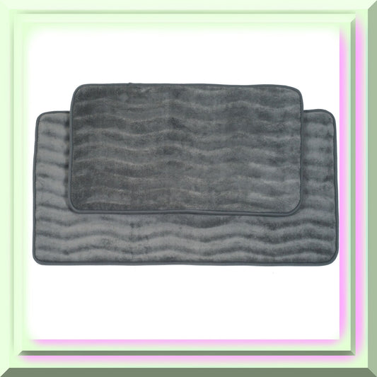 Set of 2 Gray Memory Foam Bath Rugs