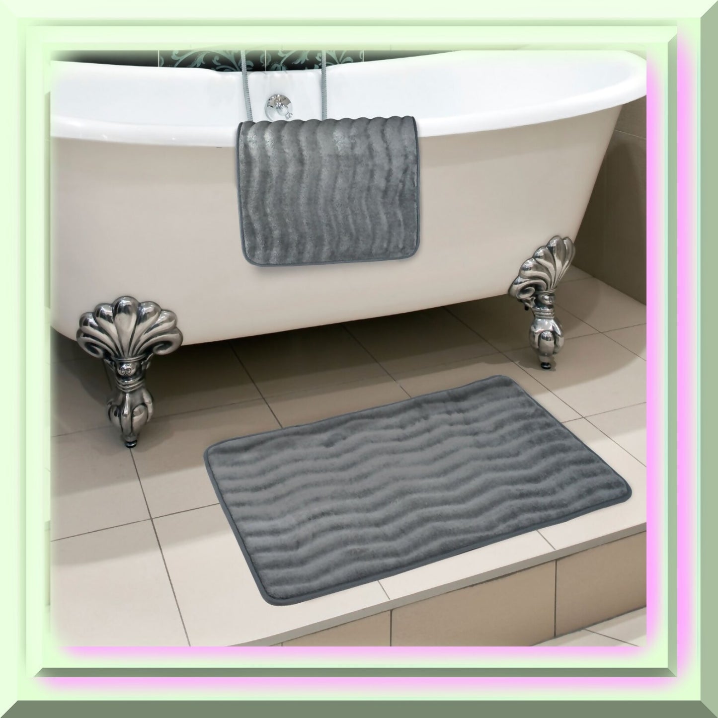 Set of 2 Gray Memory Foam Bath Rugs