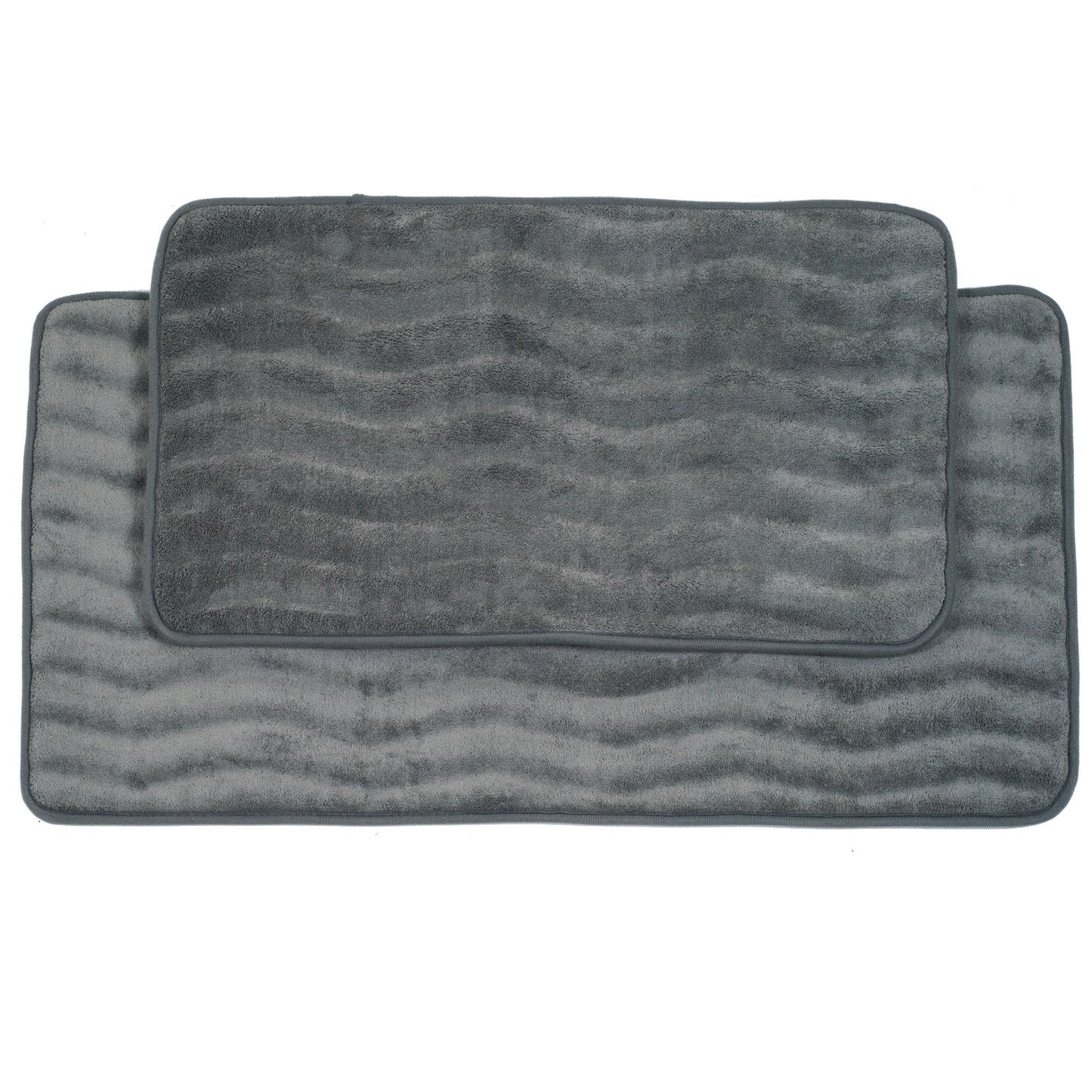 Set of 2 Gray Memory Foam Bath Rugs