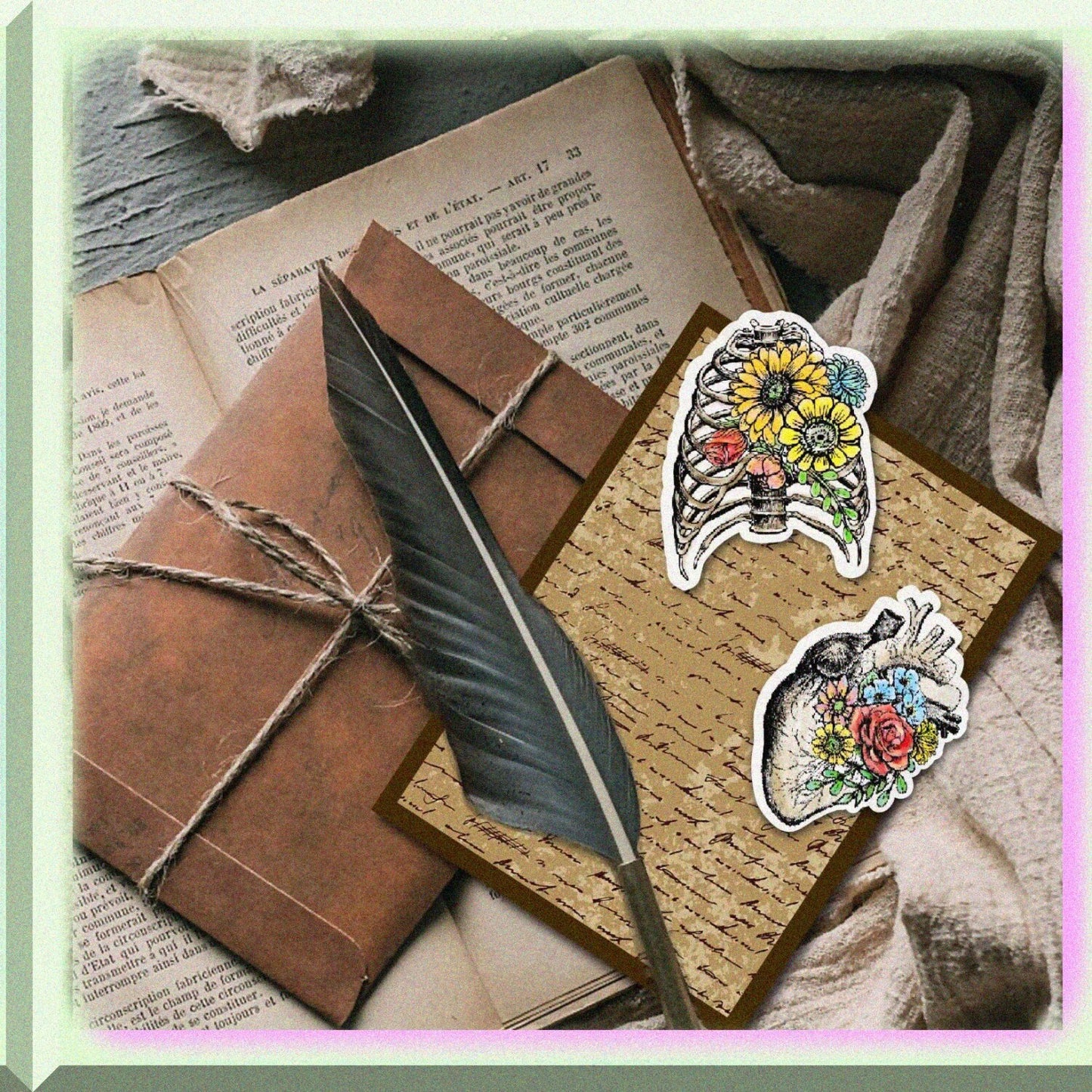 Skull Heart Spine Bones Flowers Clear Silicone Stamp