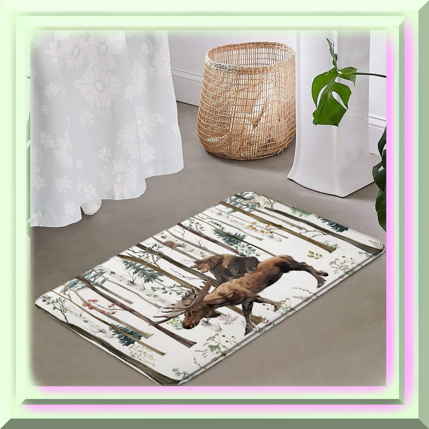 Rustic Bear Forest Tree Bath Mat 17.7"x29.5"