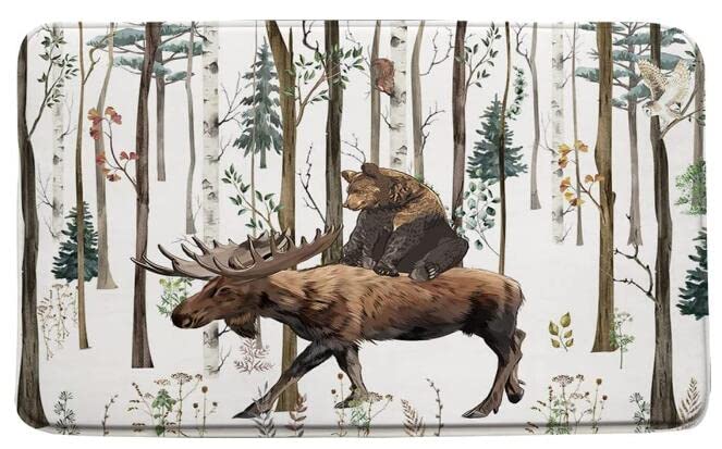 Rustic Bear Forest Tree Bath Mat 17.7"x29.5"