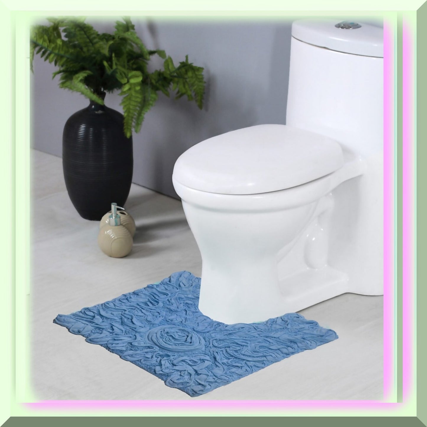 20"x20" Cotton Tufted Bath Rug Sky Blue
