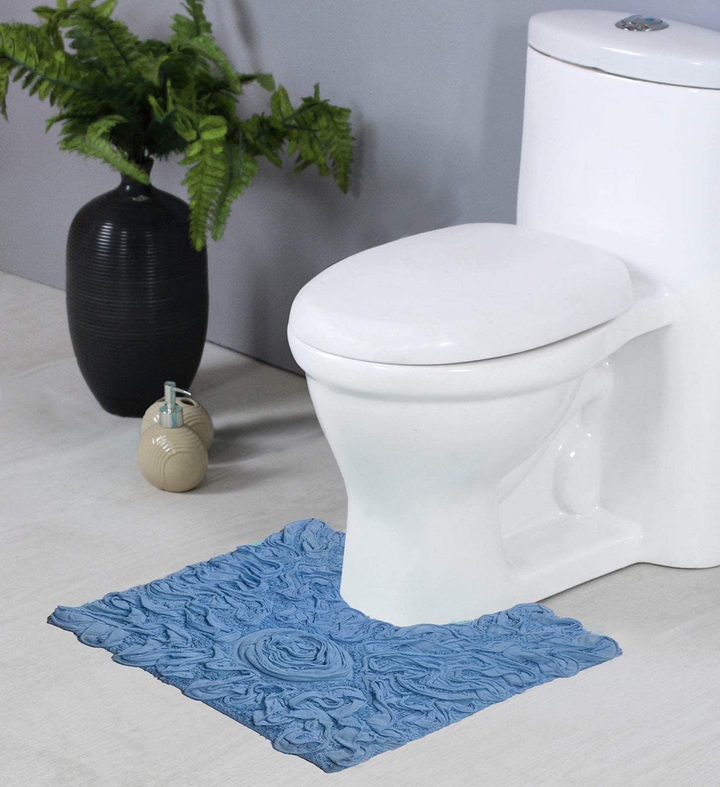 20"x20" Cotton Tufted Bath Rug Sky Blue