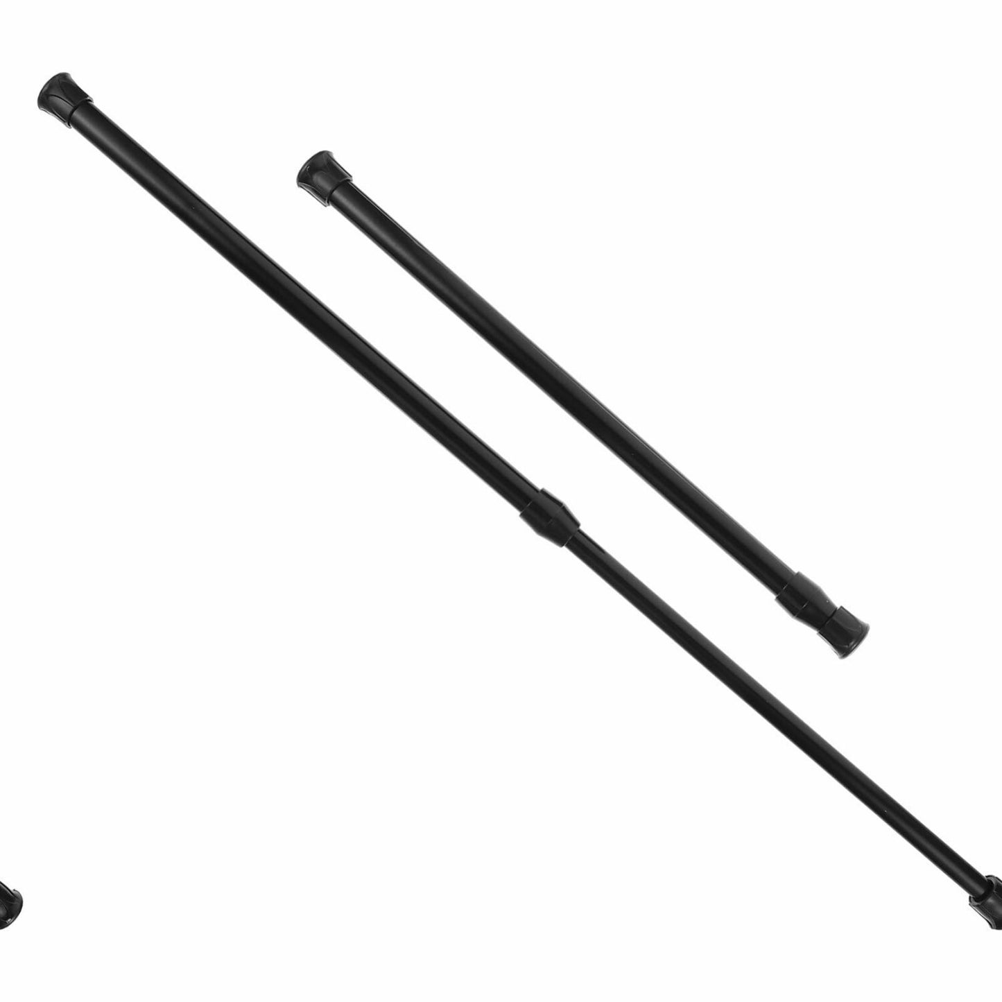 Spring Tension Curtain Rod 30-50cm Black 2PCS