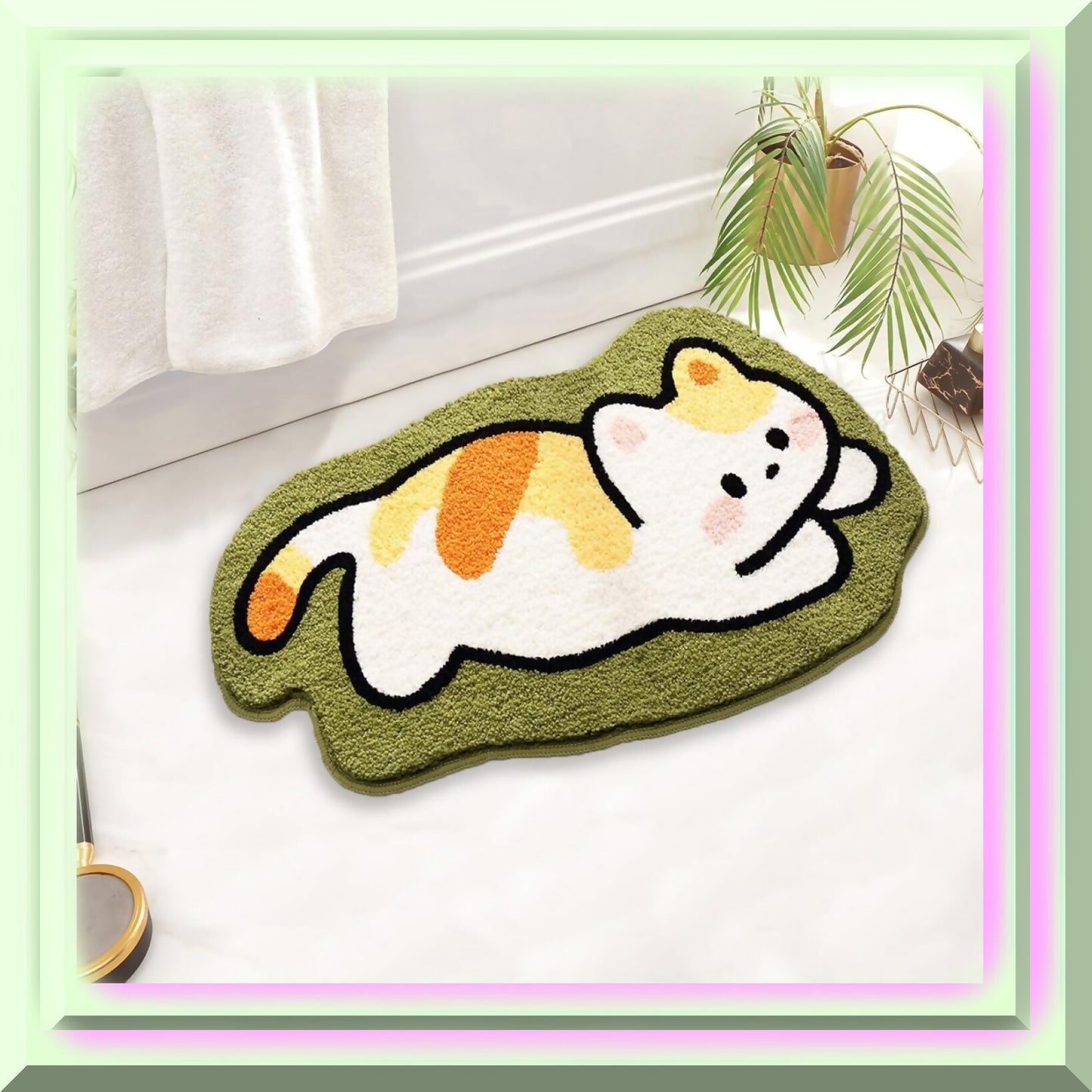 Animal Cartoon Microfiber Bathroom Rug 20 x 31 Inches Green