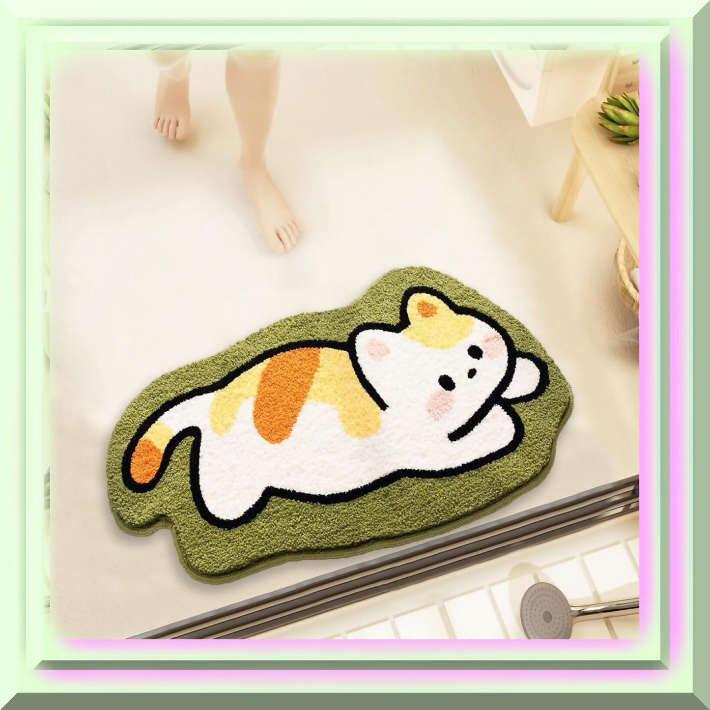 Animal Cartoon Microfiber Bathroom Rug 20 x 31 Inches Green