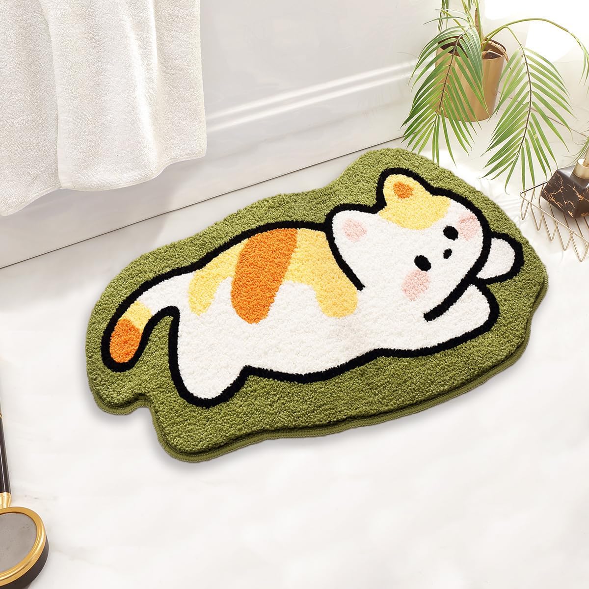 Animal Cartoon Microfiber Bathroom Rug 20 x 31 Inches Green