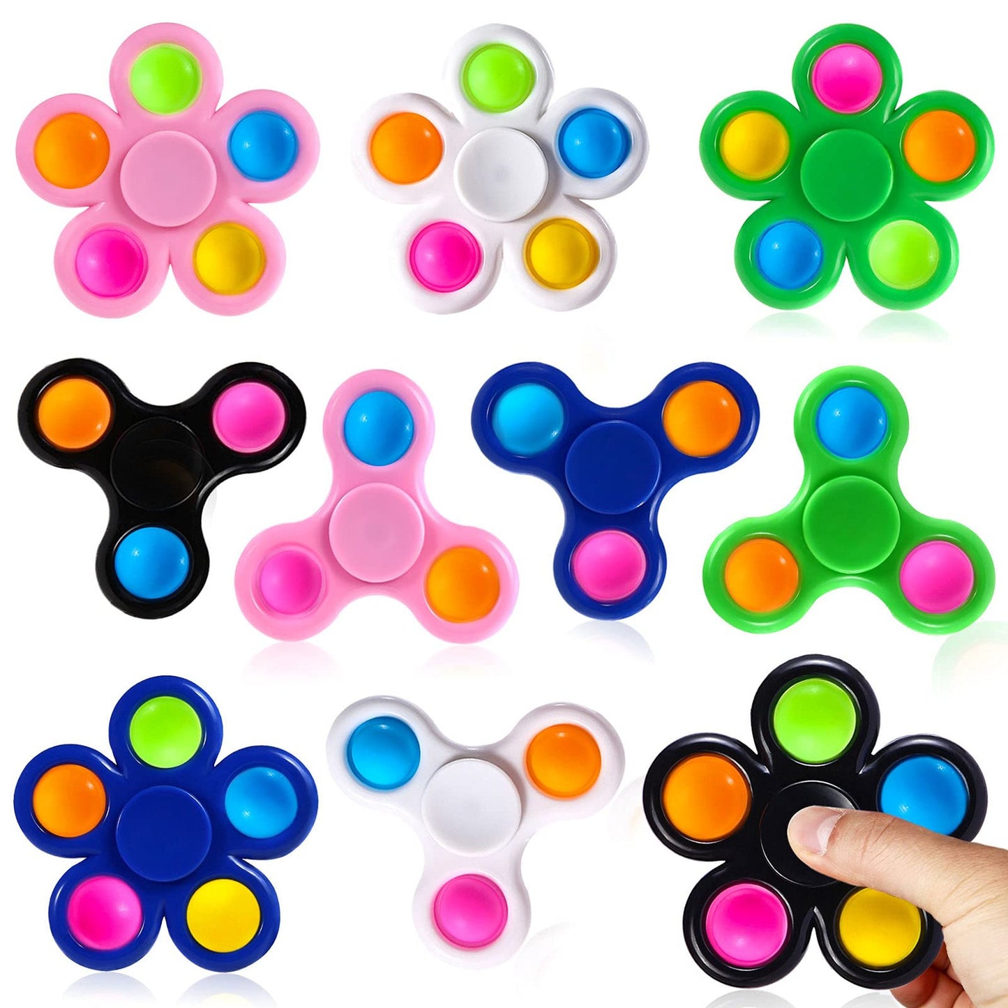 10 Pack Colorful Fidget Spinners for Kids' Party Favors