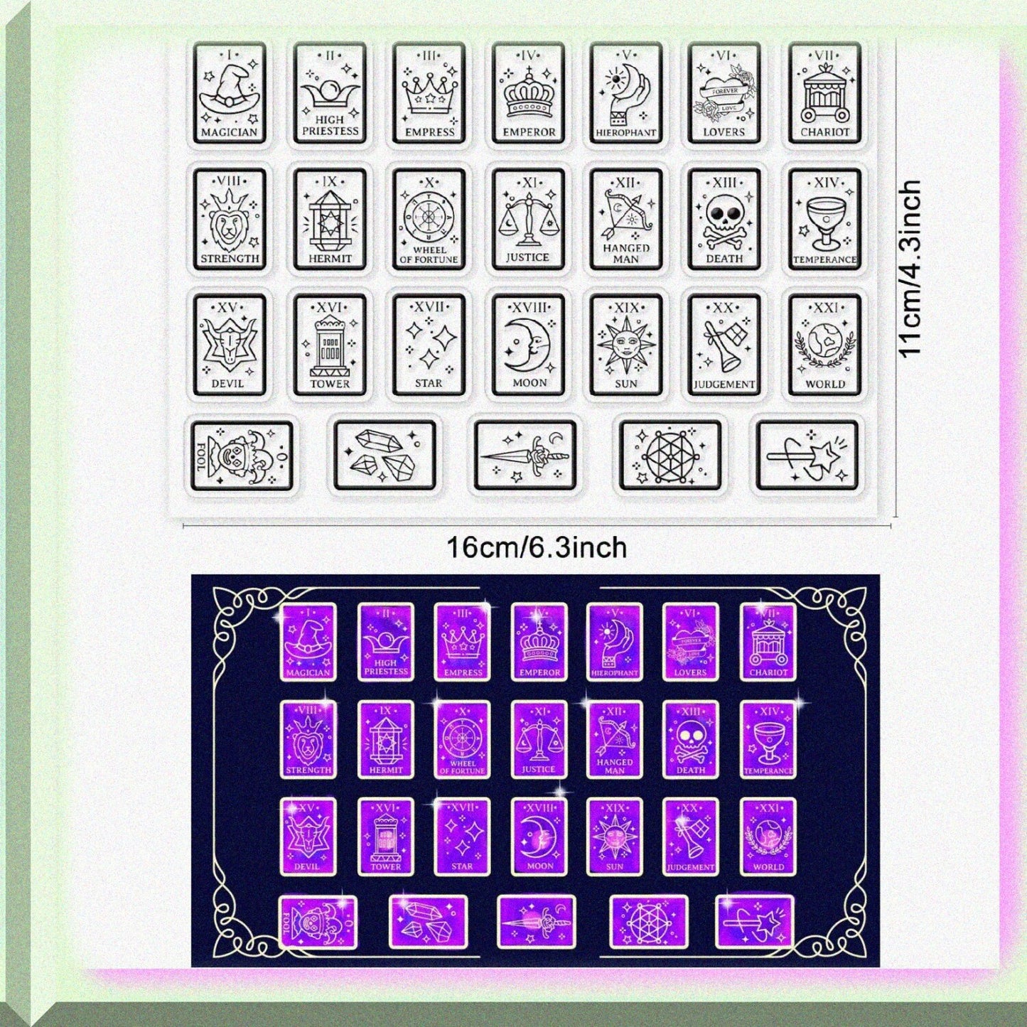 Tarot Cards Silicone Clear Stamp 6.3x4.3 inches