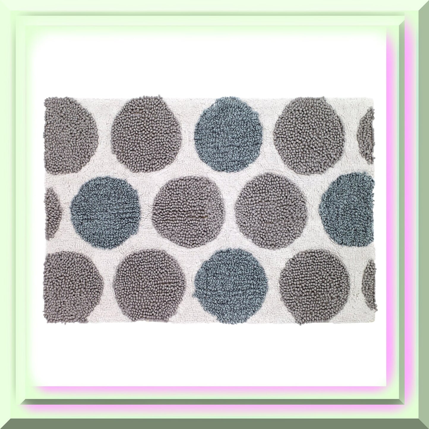 Cotton Bath Mat 20"x30" Non-Skid Blue Grey White
