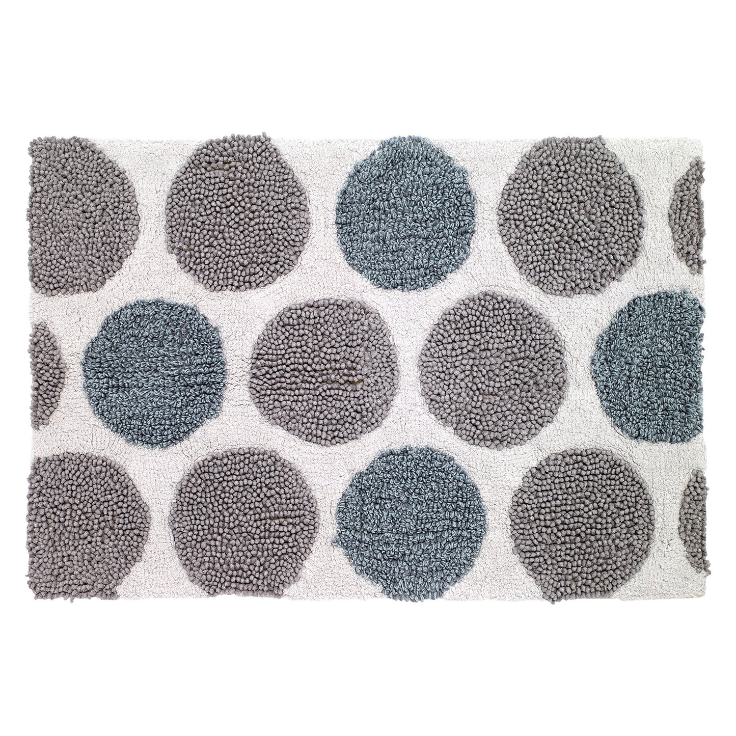 Cotton Bath Mat 20"x30" Non-Skid Blue Grey White