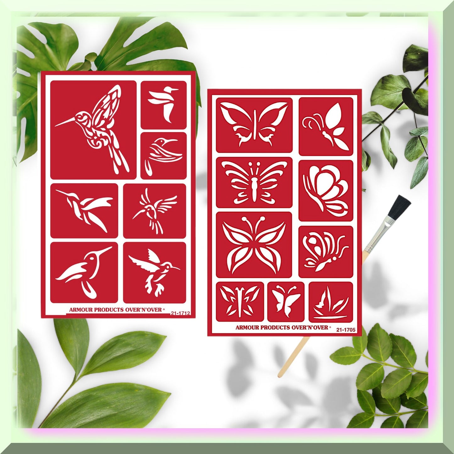 EcoArt Glass Etching Kit with Hummingbird & Butterfly Stencils
