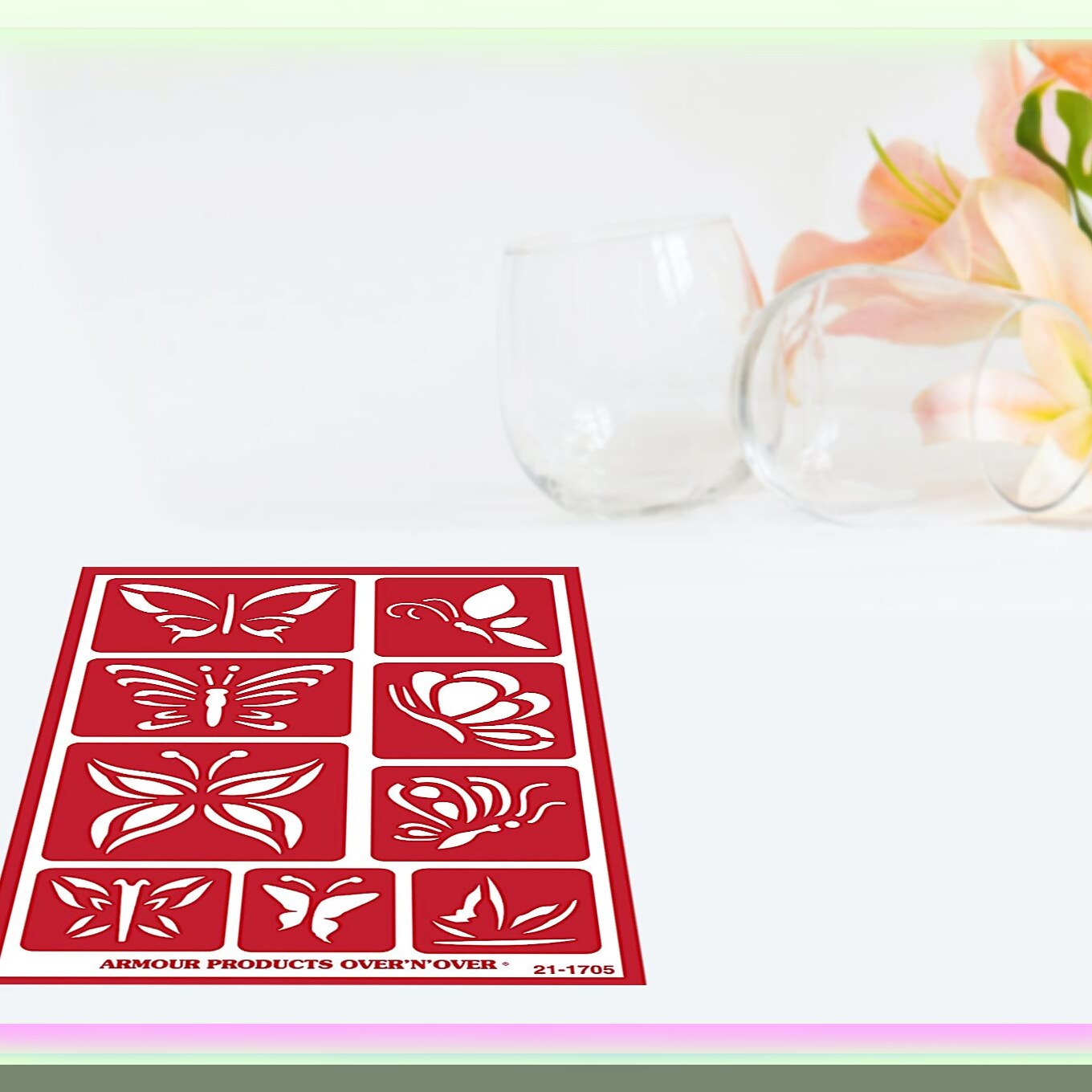 EcoArt Glass Etching Kit with Hummingbird & Butterfly Stencils