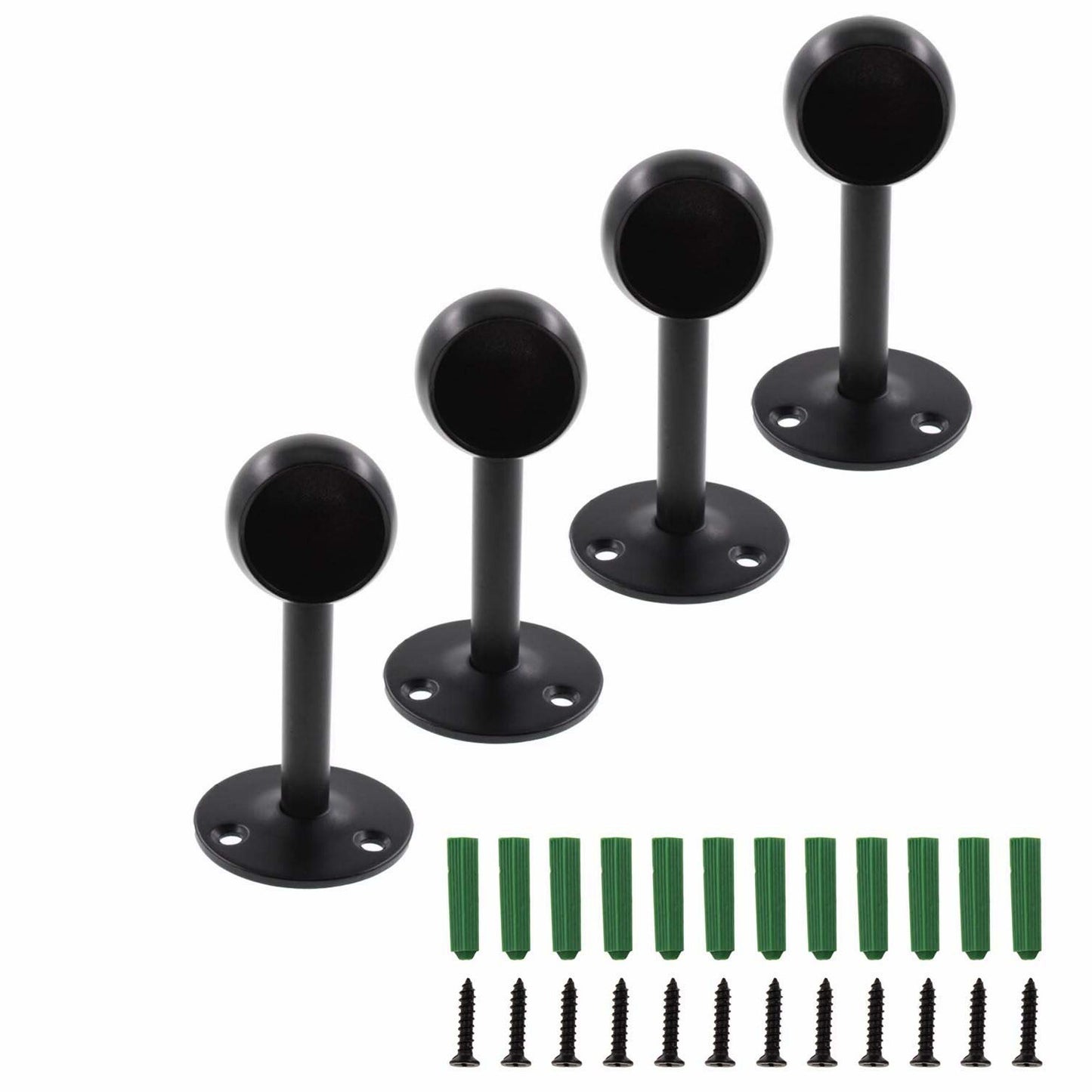 Stainless Steel Closet Rod Holder Black 25mm