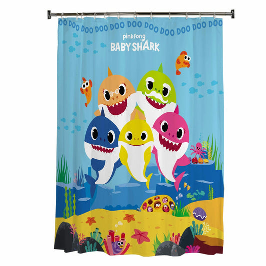 Kids Bathroom Fabric Shower Curtain 72x72 Baby Shark