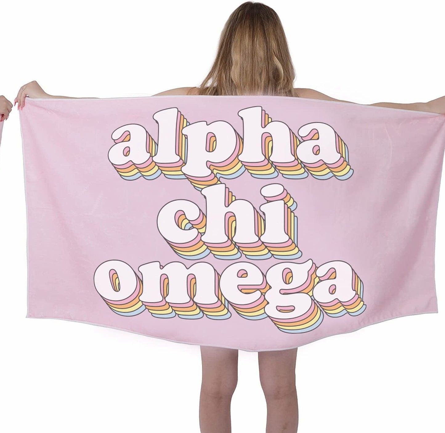 Alpha Chi Omega Retro Beach Towel, Extra Large, Cotton