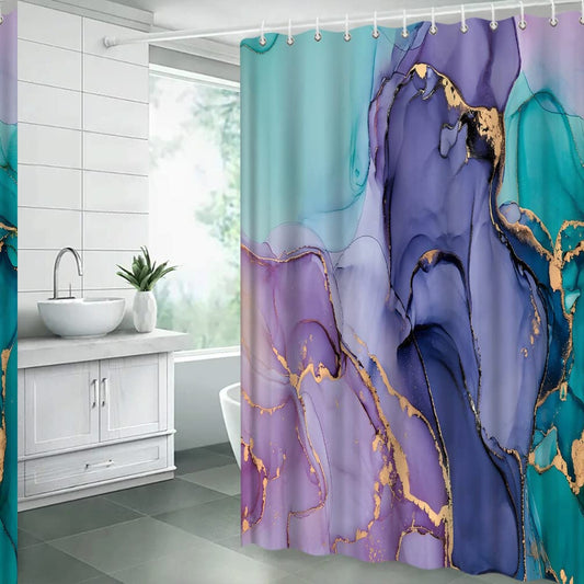 Marble Shower Curtain 70x70 inches with Hooks
