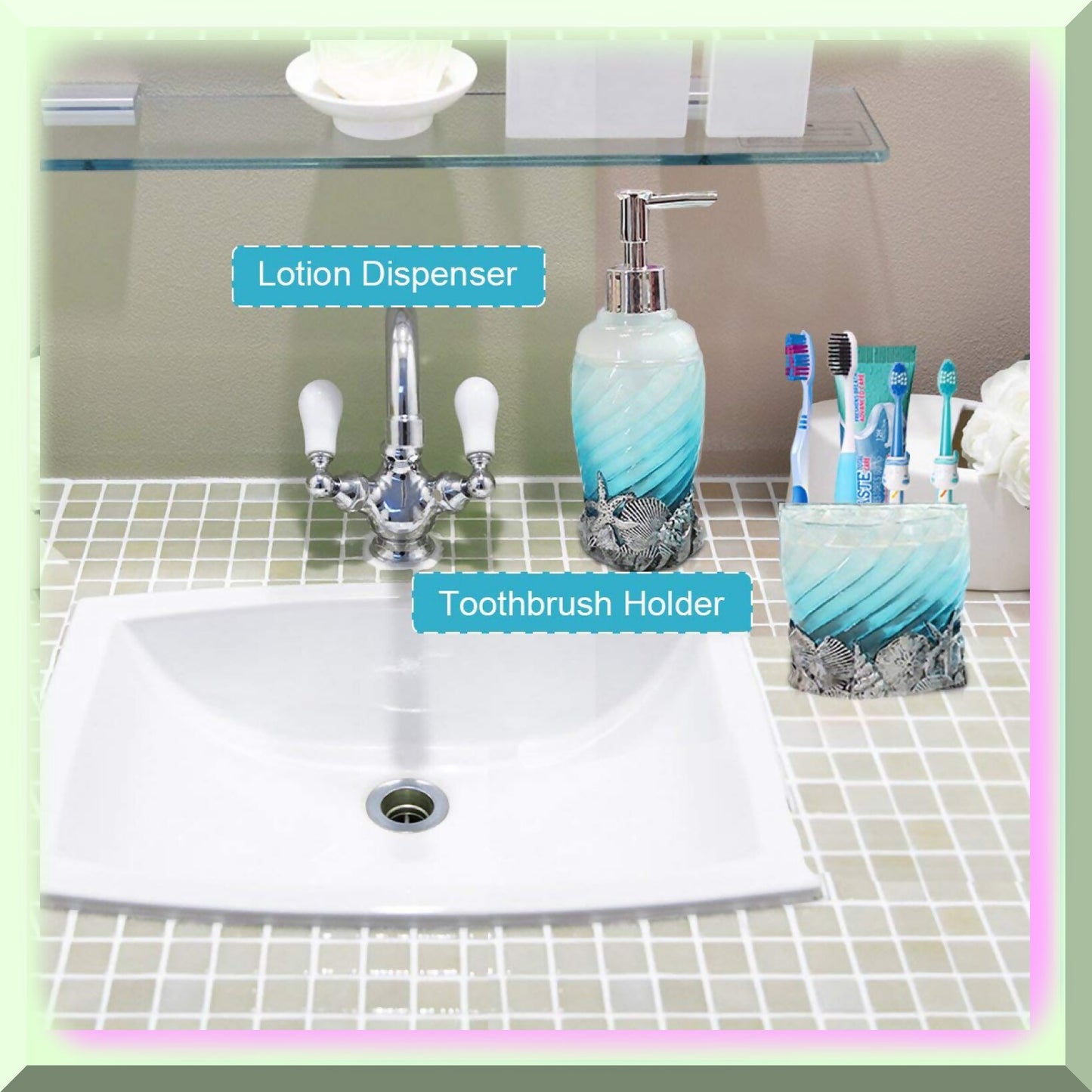 5-Piece Resin Bathroom Accessory Set