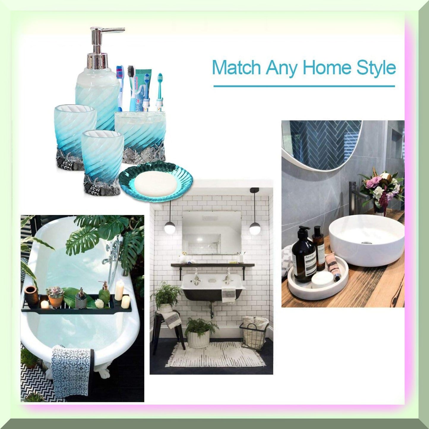 5-Piece Resin Bathroom Accessory Set