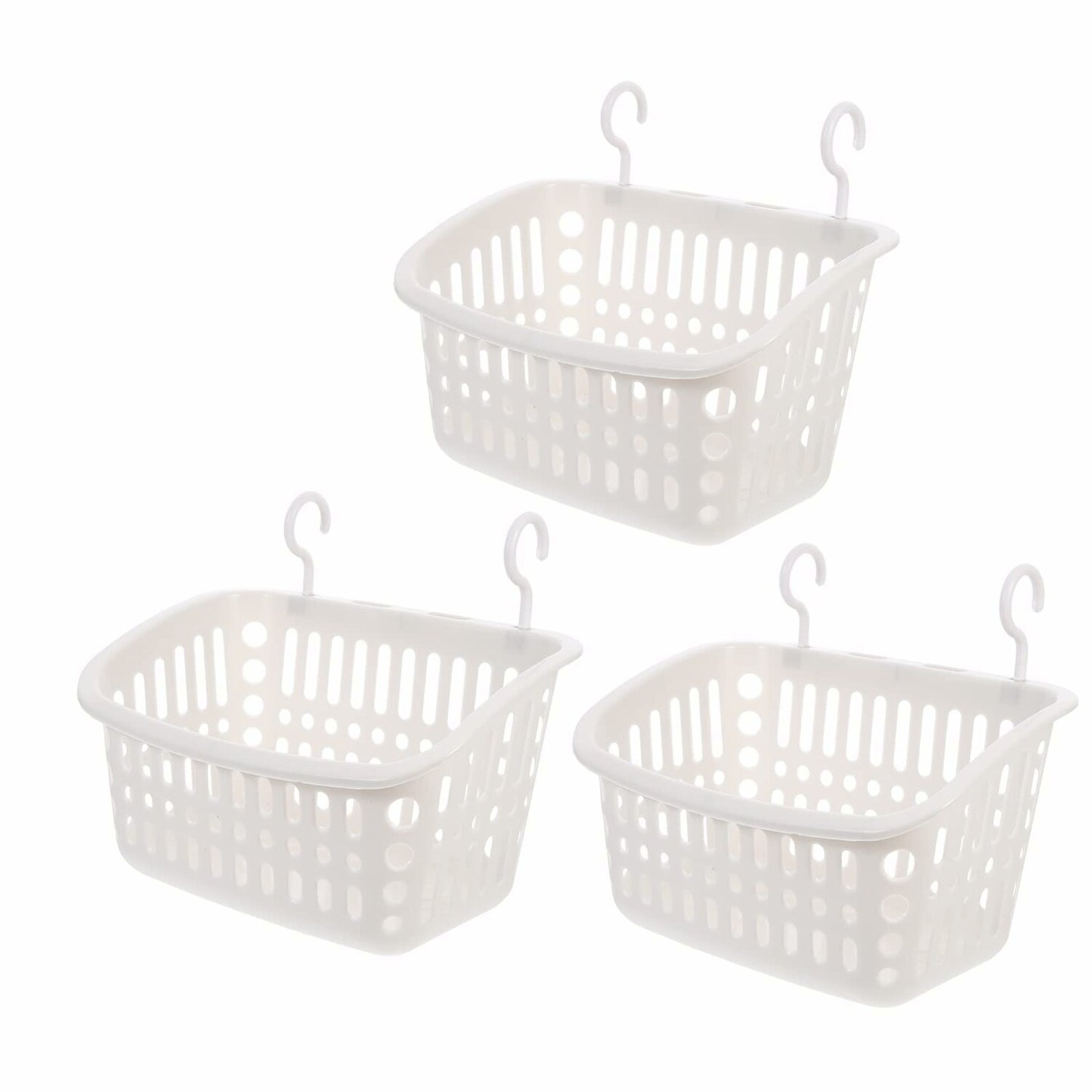 3Pcs Plastic Hanging Shower Baskets White