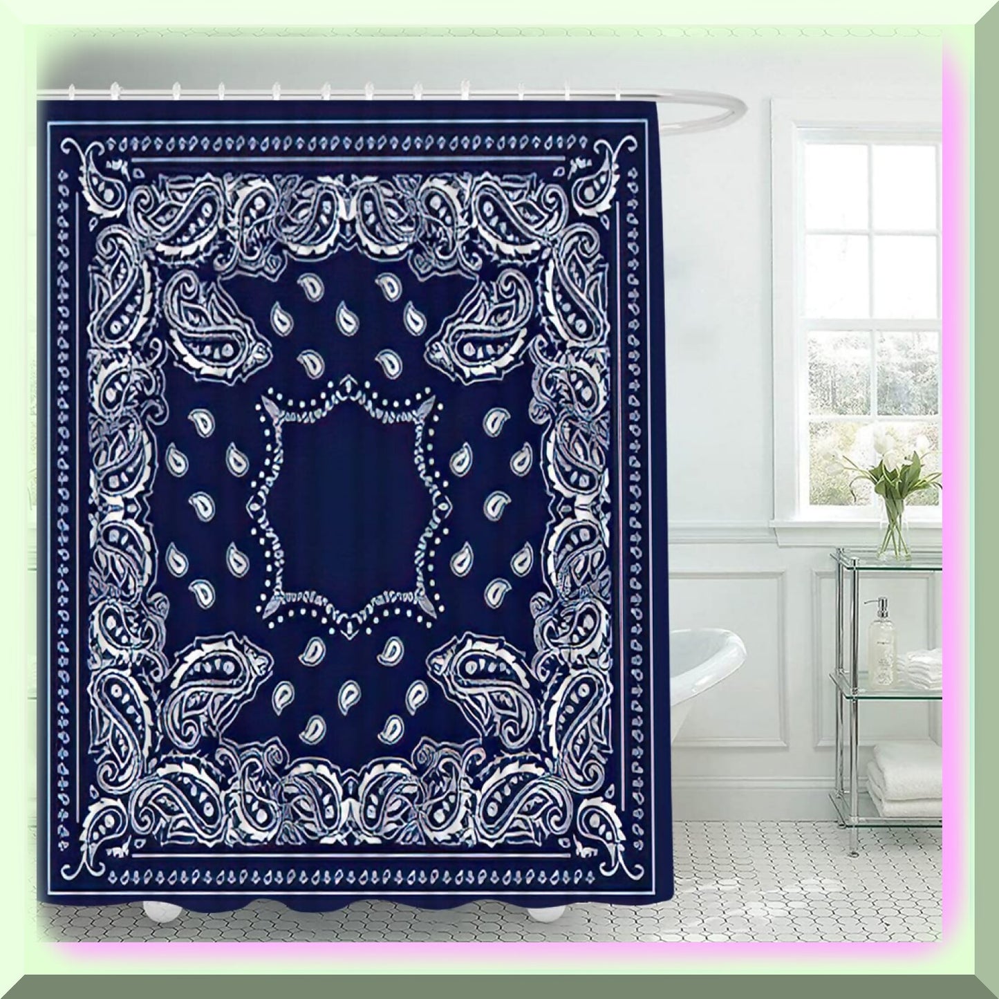 4-Piece Waterproof Shower Curtain Set with Bath Mat and Accessories