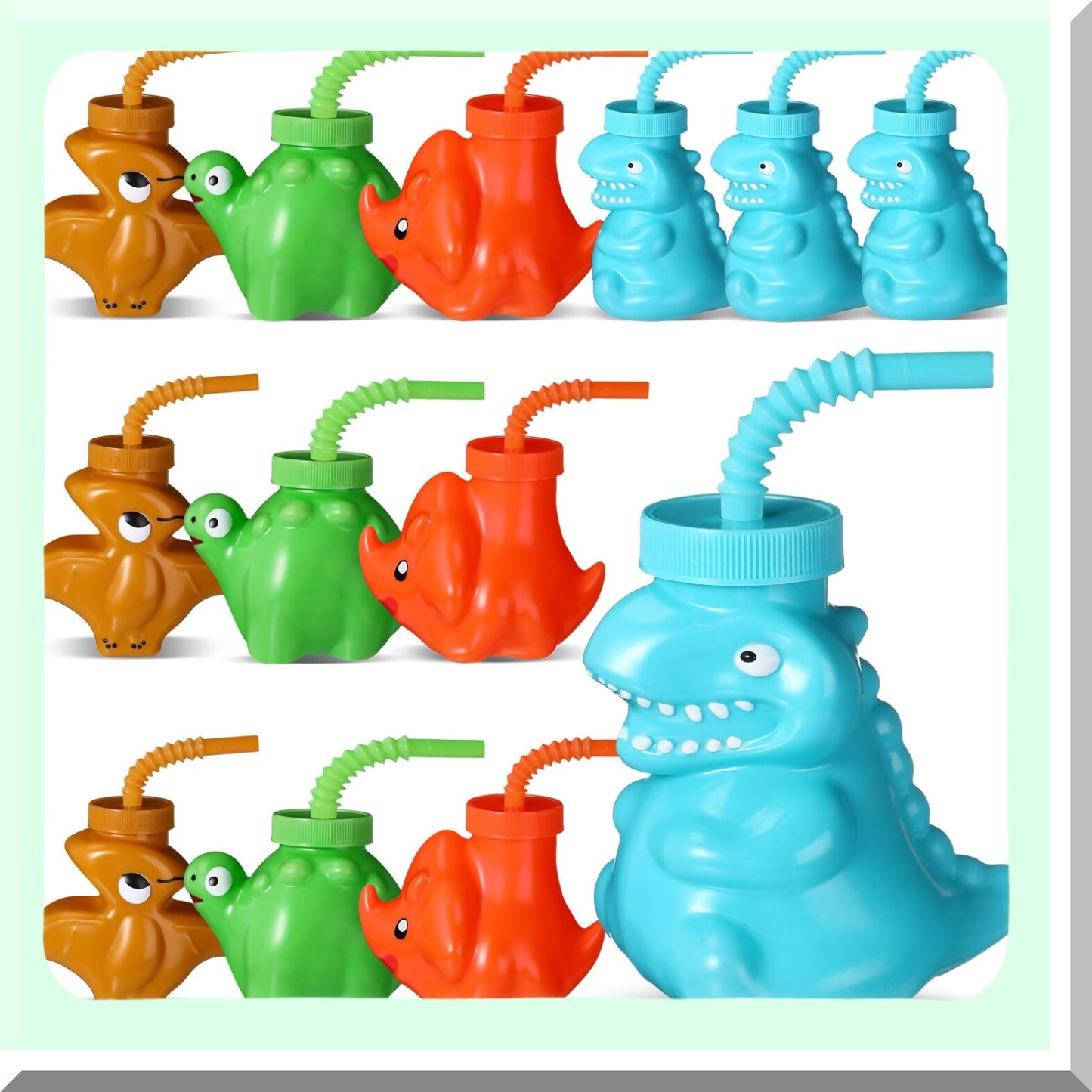 Dinosaur Cups with Straws and Lids for Parties