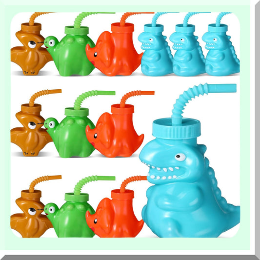 Dinosaur Cups with Straws and Lids for Parties
