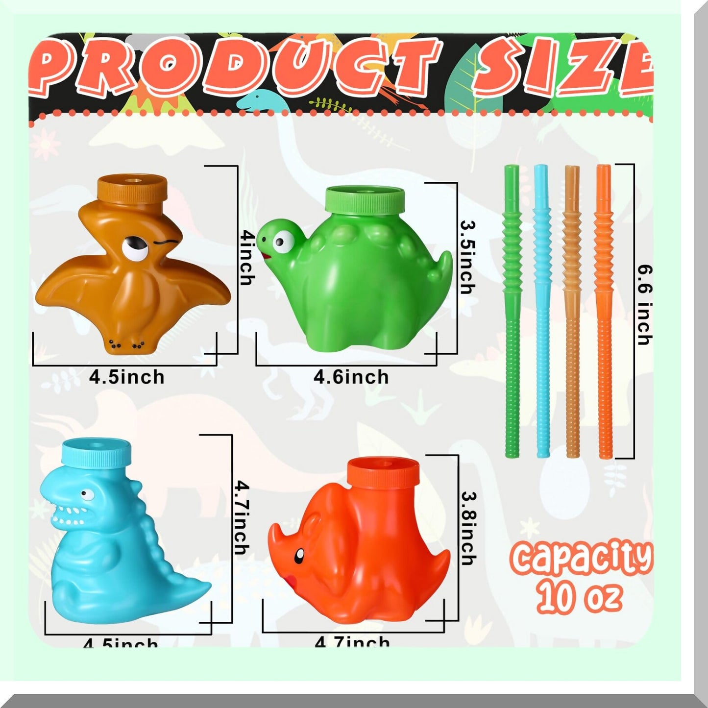 Dinosaur Cups with Straws and Lids for Parties