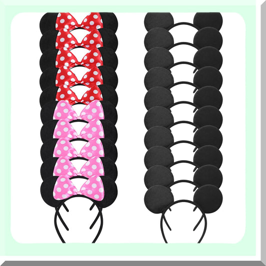 20 Pack Mouse Ears Headbands for Kids and Adults
