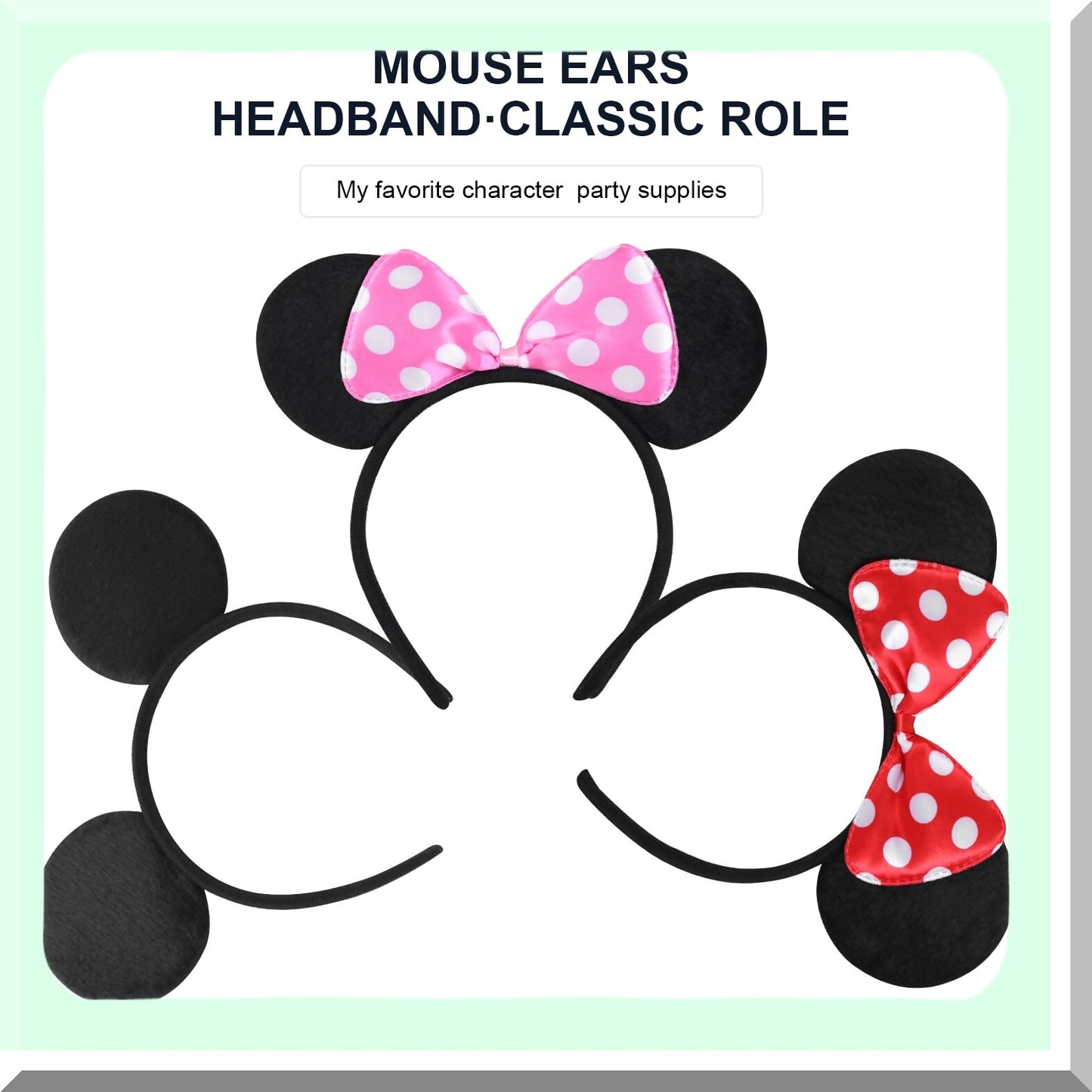 20 Pack Mouse Ears Headbands for Kids and Adults