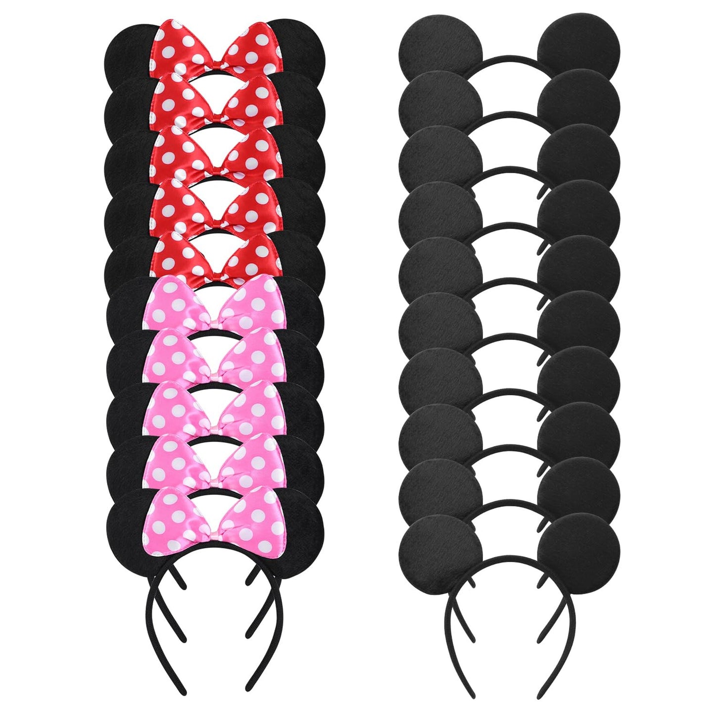 20 Pack Mouse Ears Headbands for Kids and Adults