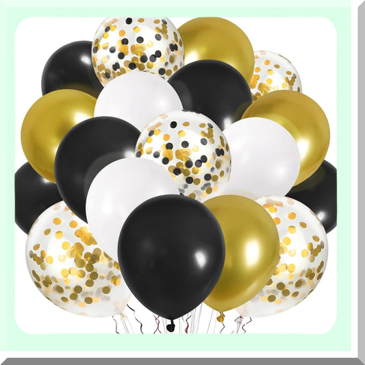 Black and Gold Confetti Balloons Kit for Parties