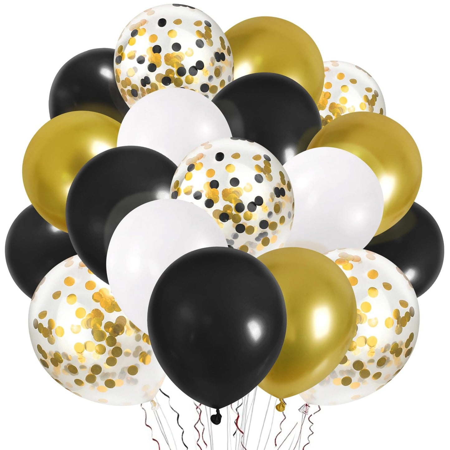 Black and Gold Confetti Balloons Kit for Parties