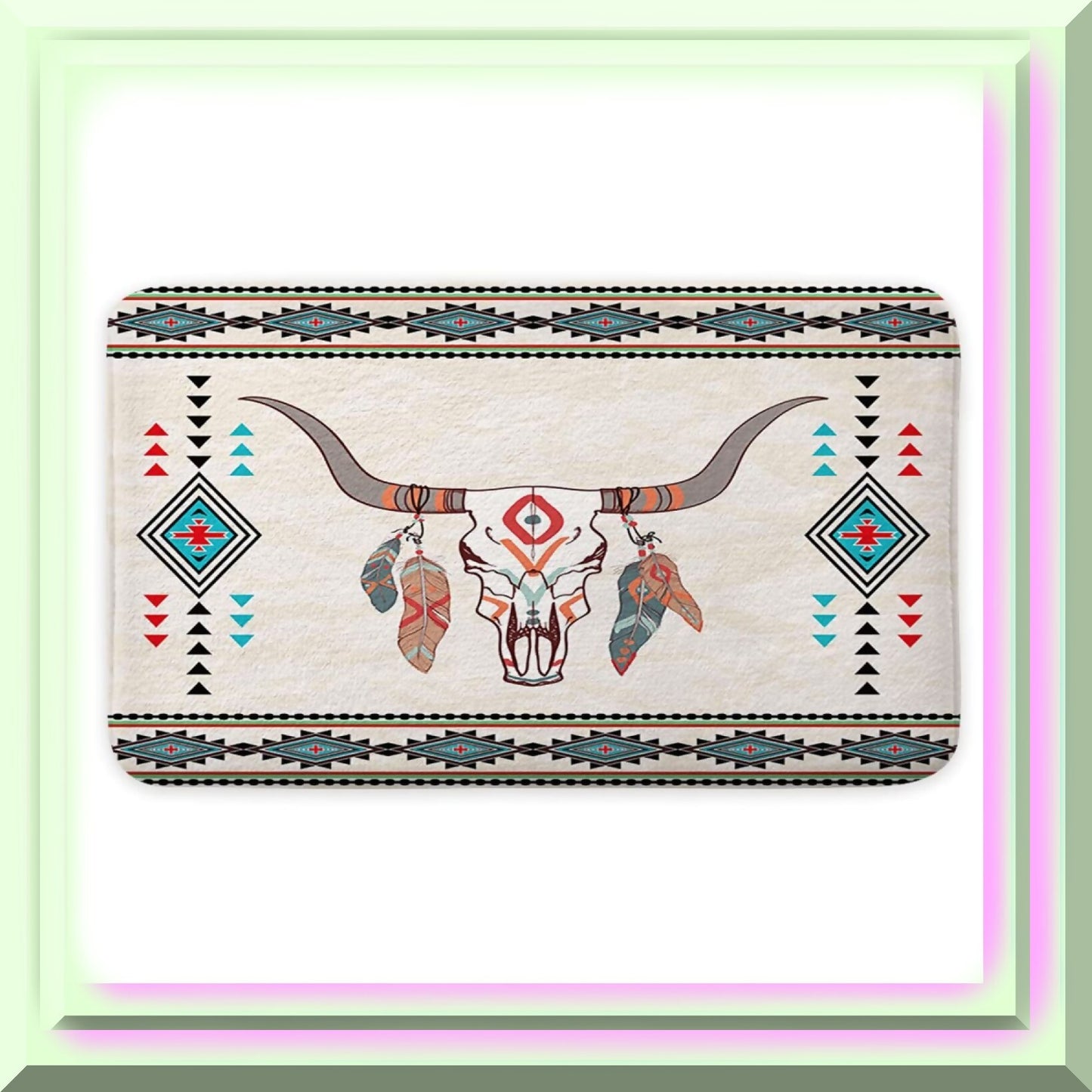Aztec Tribal Bath Mat Set 17x29 Beige