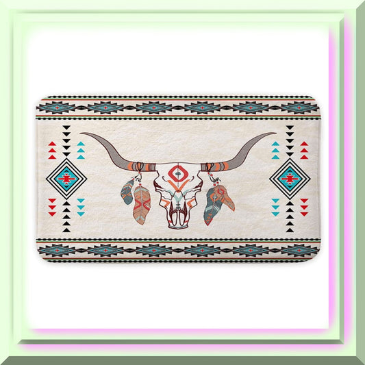 Aztec Tribal Bath Mat Set 17x29 Beige