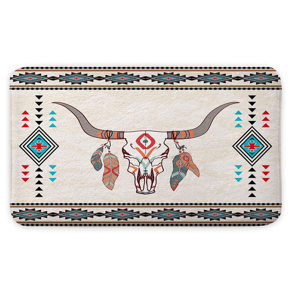 Aztec Tribal Bath Mat Set 17x29 Beige