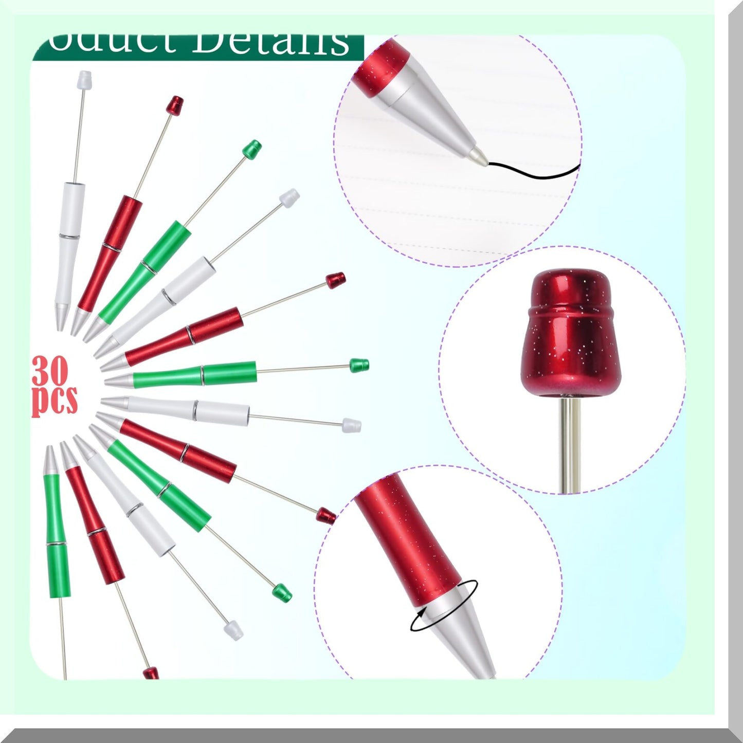 Bulk Beadable Pens with Black Ink for DIY and Gifts