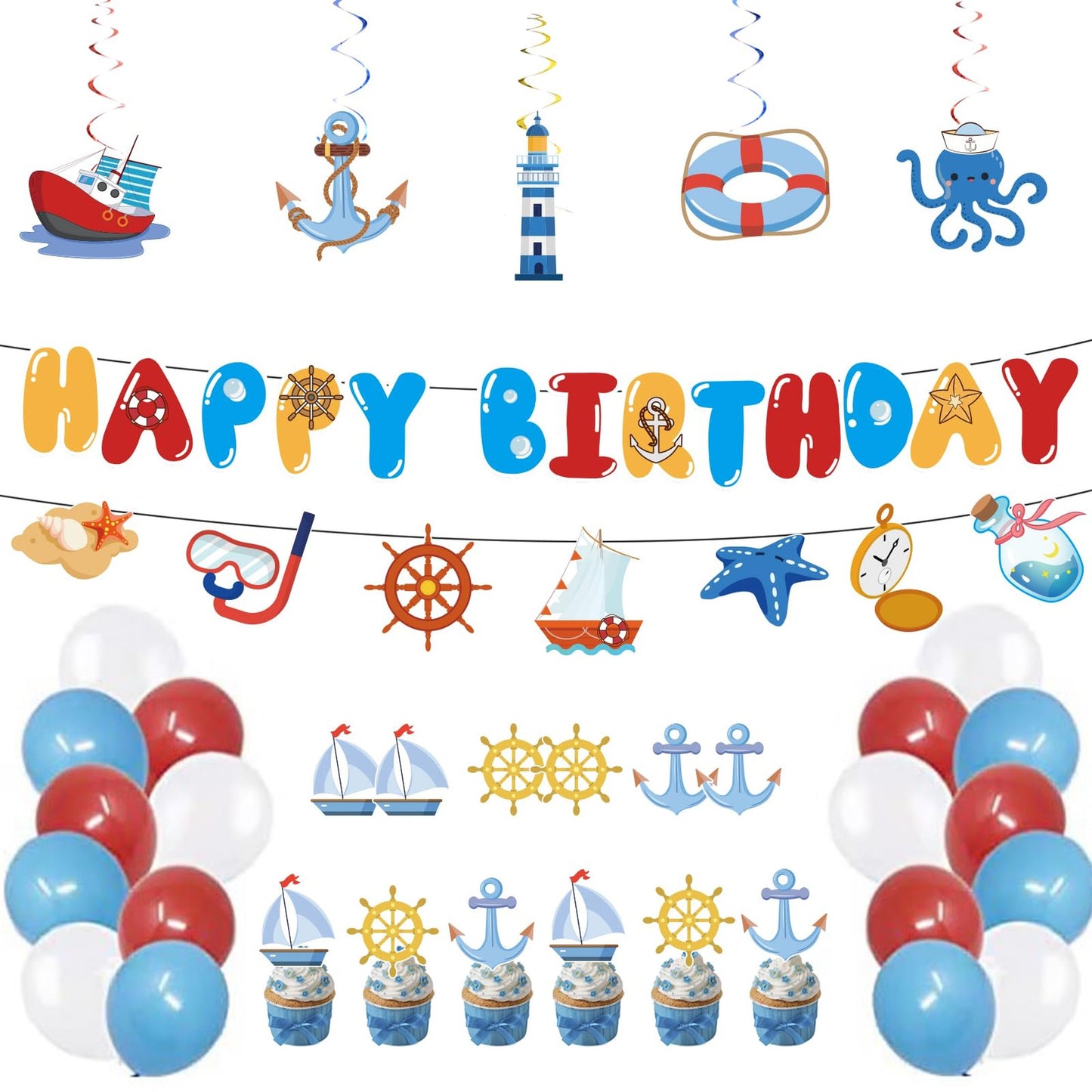 Nautical Birthday Party Decorations for Boys and Girls