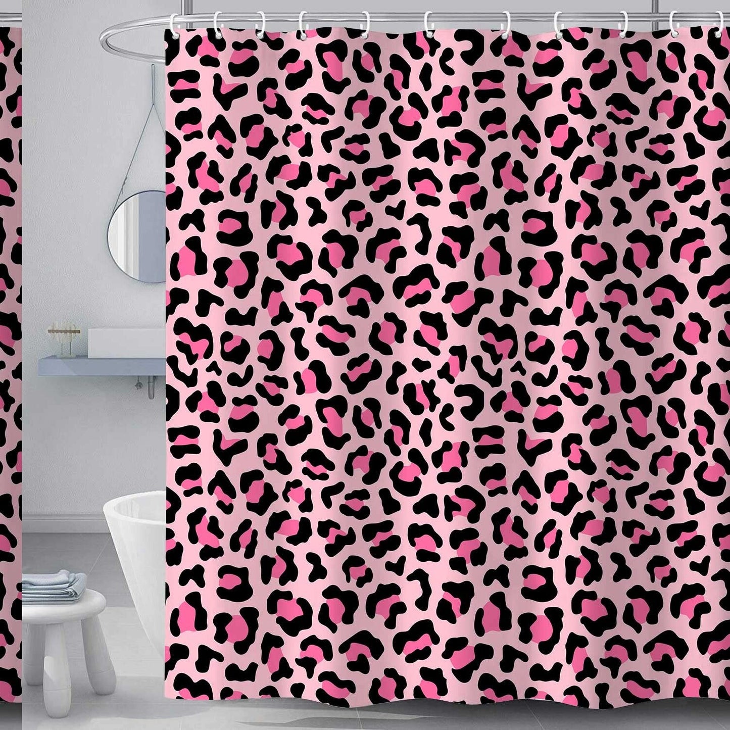 Pink Leopard Print Shower Curtain 69x70 Inches