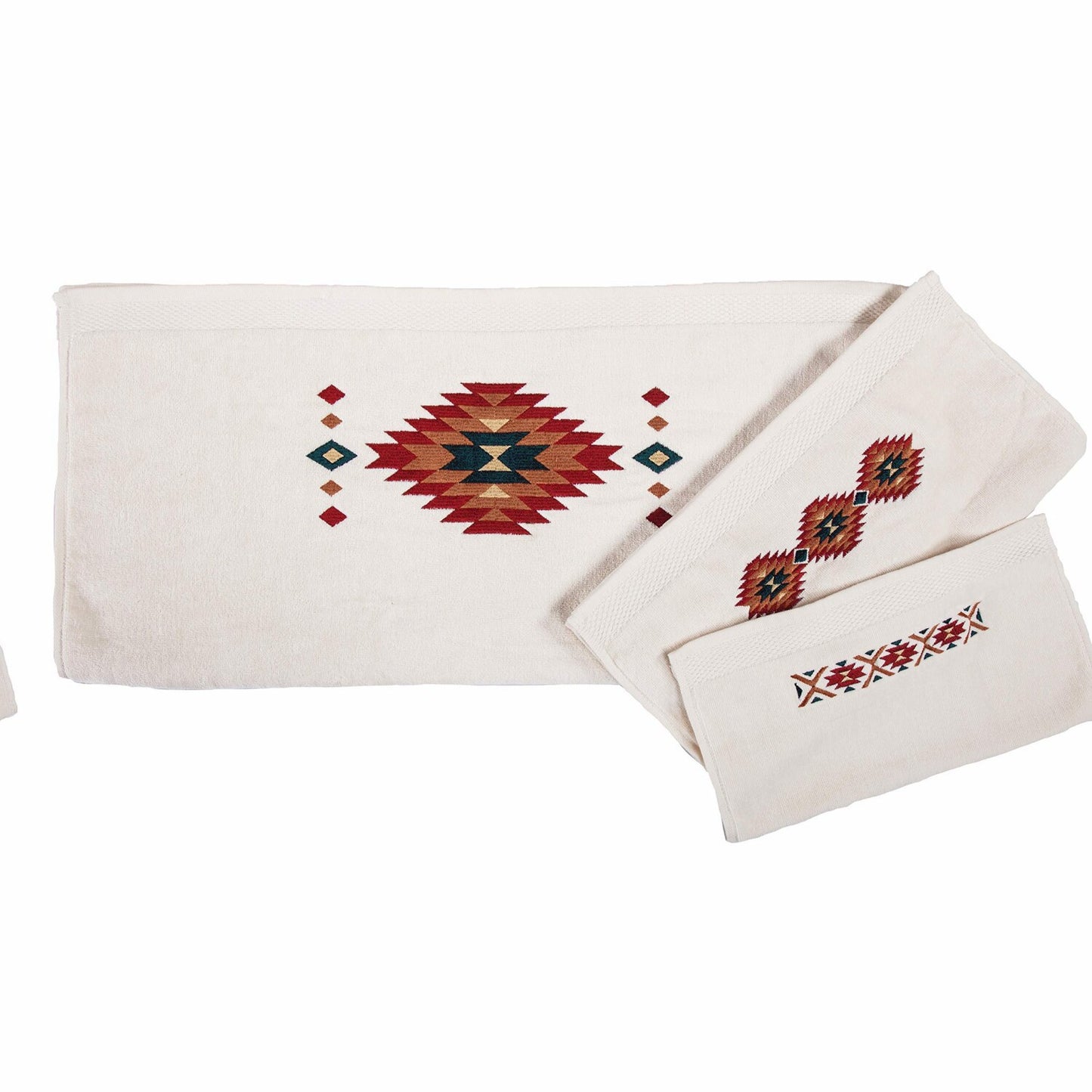 Aztec Cotton Bath Towel Set 3-Piece Cream