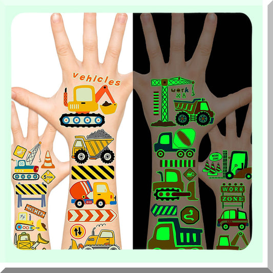 Construction Party Supplies for Kids, 100 Luminous Tattoos