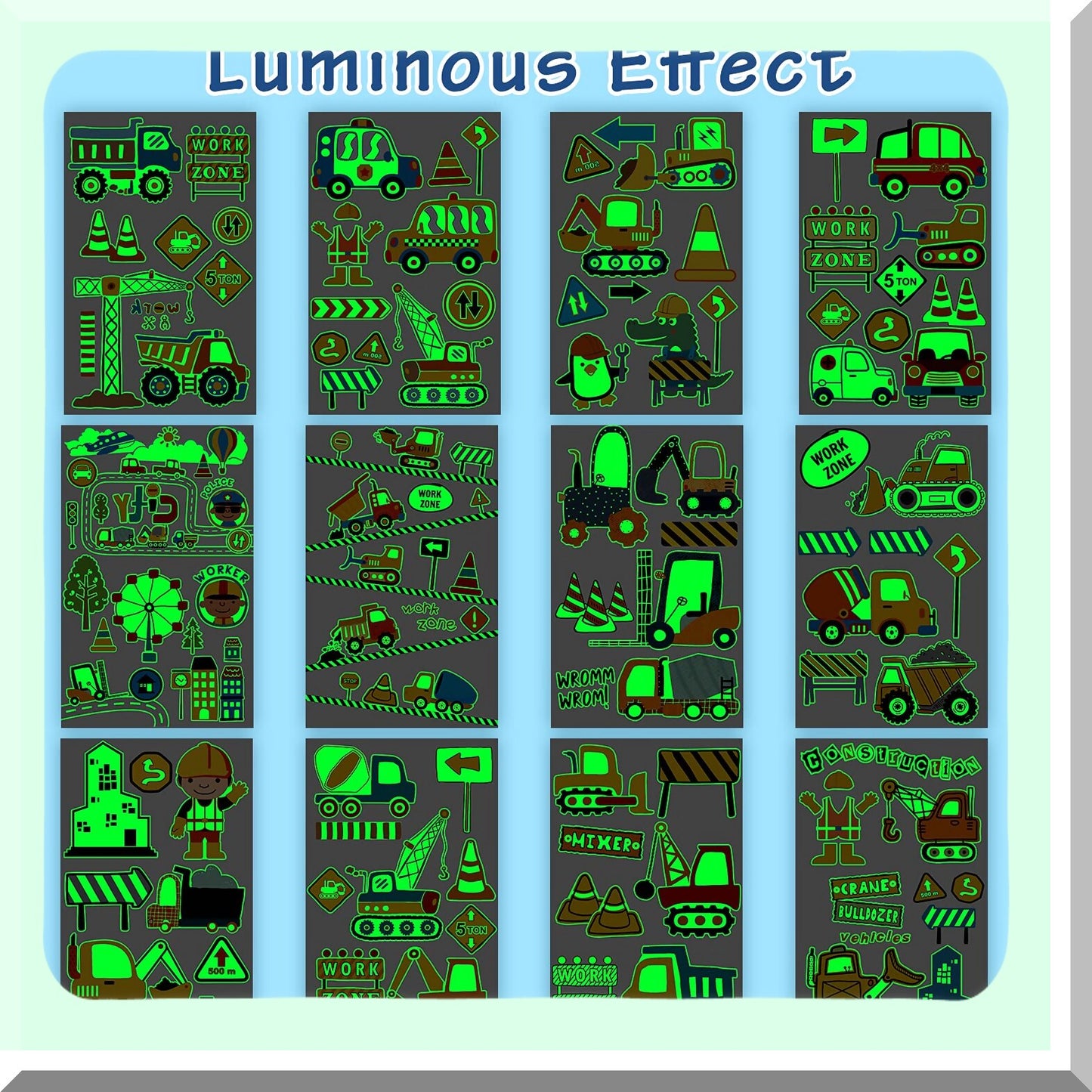 Construction Party Supplies for Kids, 100 Luminous Tattoos